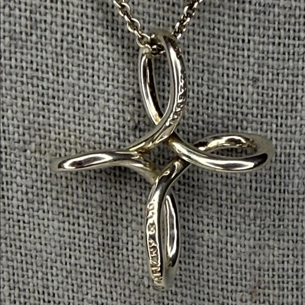 Tiffany & Co. Elsa Peretti Infinity Cross Pendant Necklace Sterling Silver 25" - Picture 4 of 6